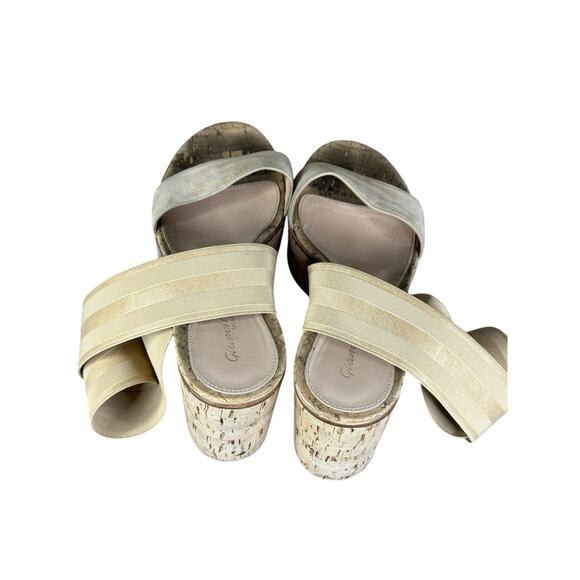 Gianvito Rossi Cork Wedge Sandals Nude Elastic Ankle Strap Size 36 US 6 - Picture 8 of 9